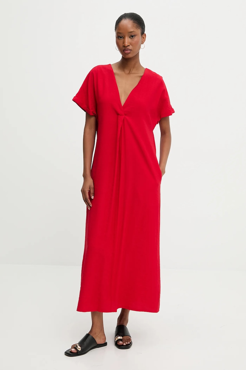 Answear Lab rochie culoarea rosu, midi, evazată