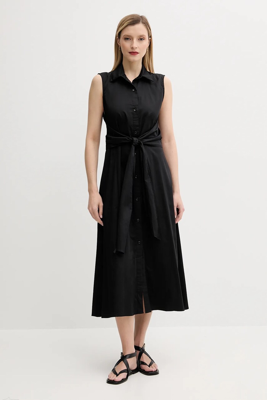 Answear Lab rochie din bumbac culoarea negru, midi, evazată