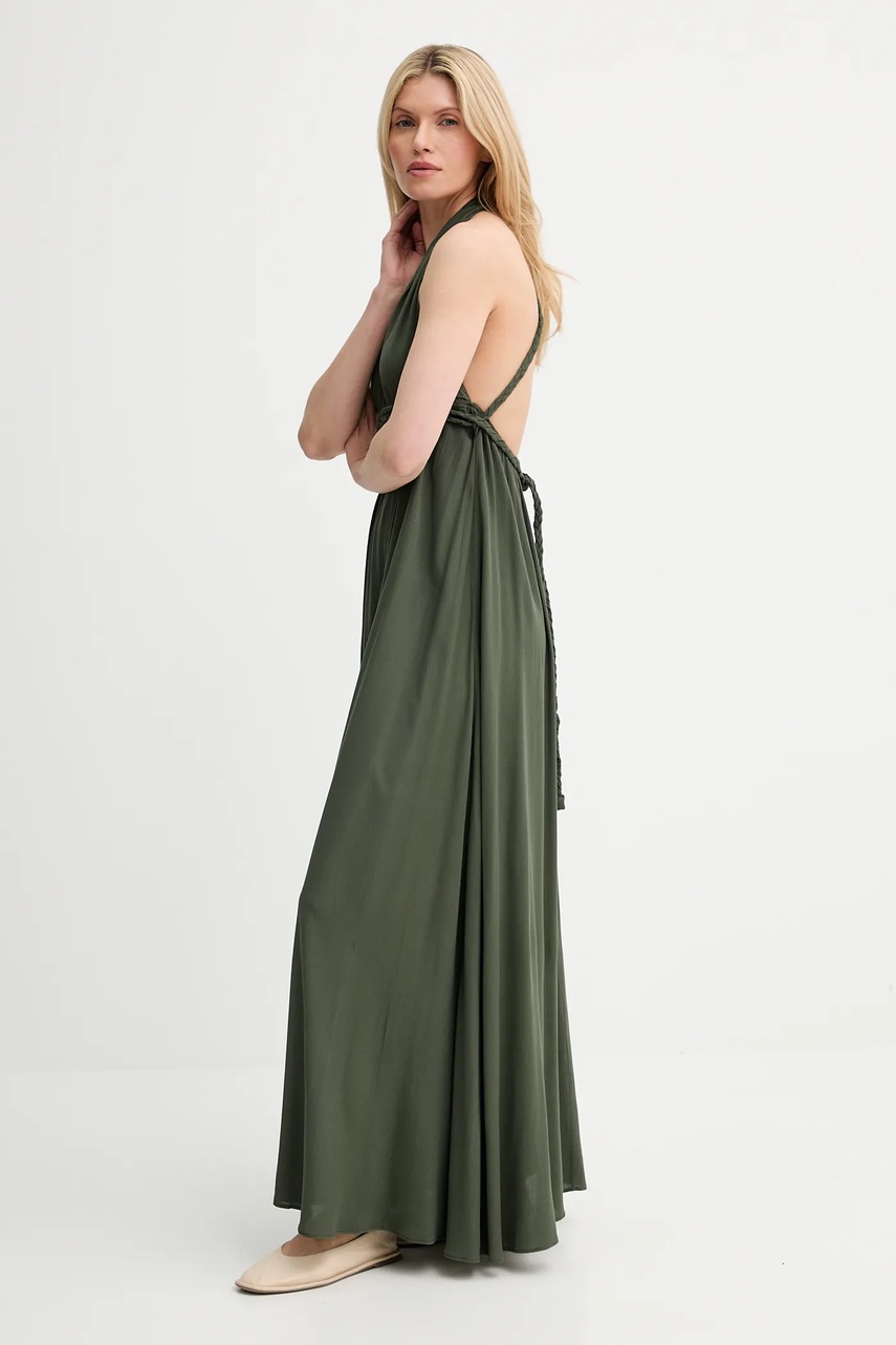 Платье Answear.LAB цвет зелёный maxi расклешённая