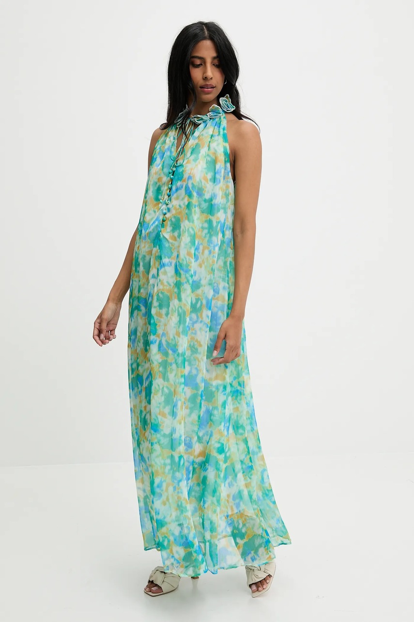 Платье Answear.LAB цвет зелёный maxi расклешённая