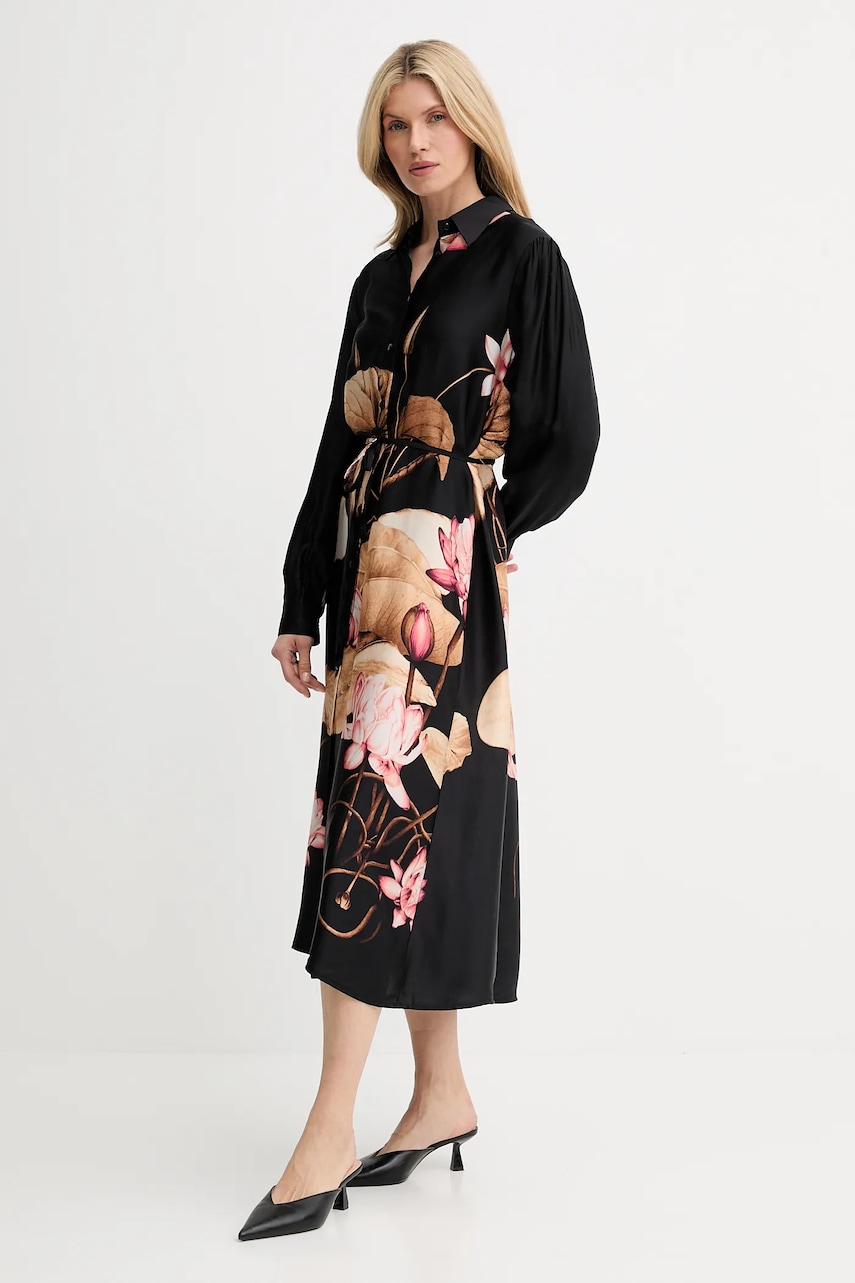 Answear Lab rochie culoarea negru, midi, evazată