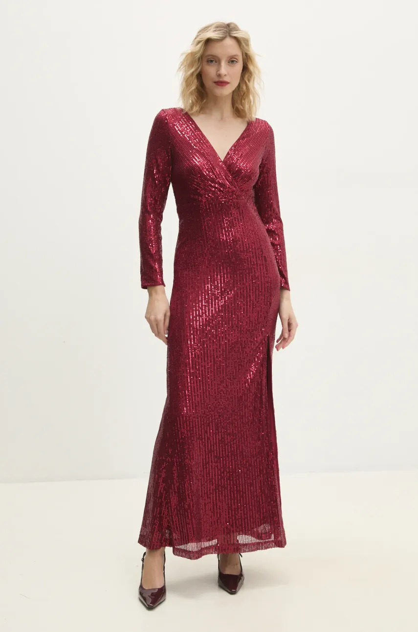 Answear.LAB sukienka kolor bordowy maxi prosta