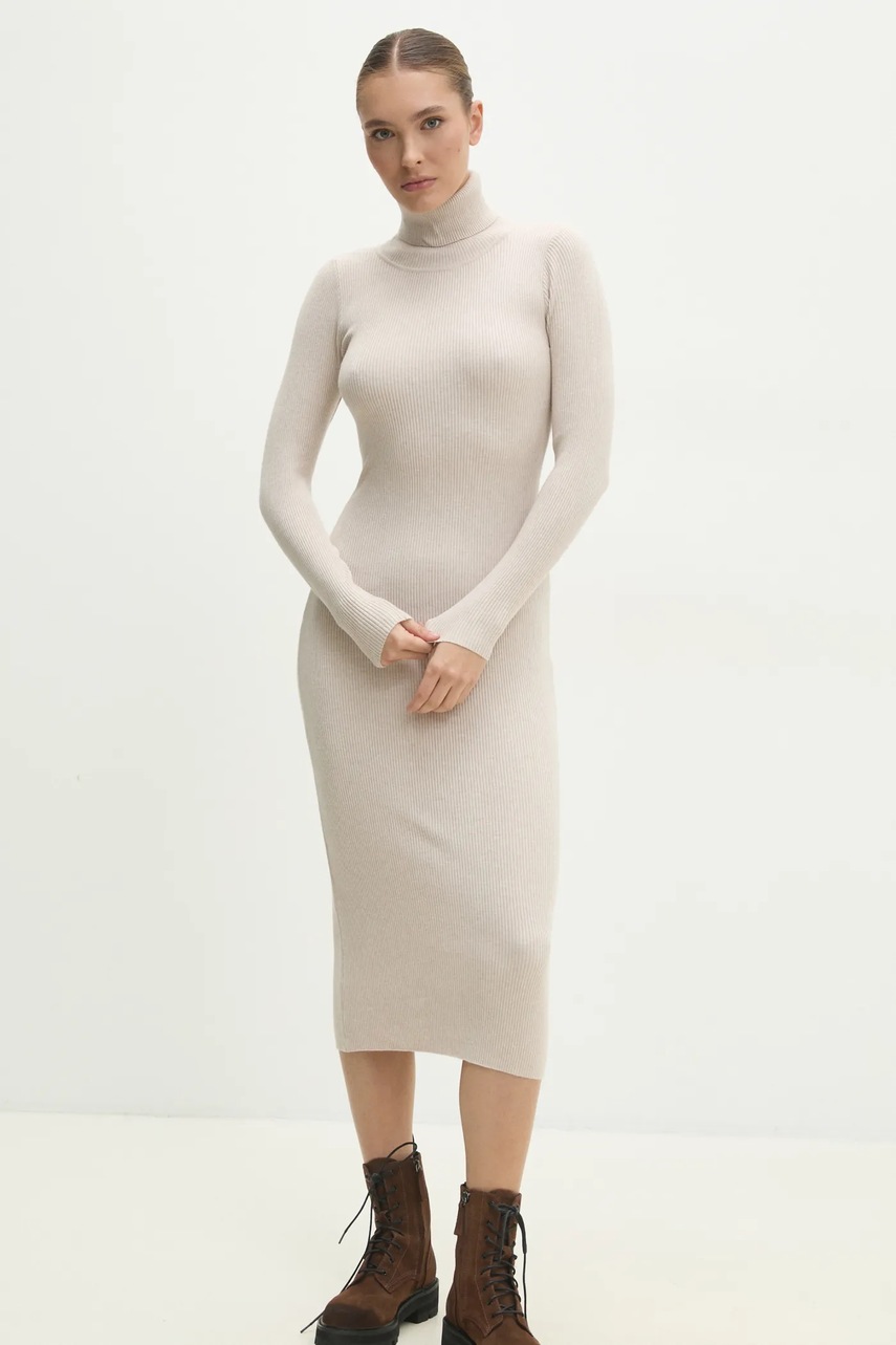 Answear Lab rochie culoarea bej, midi, mulată