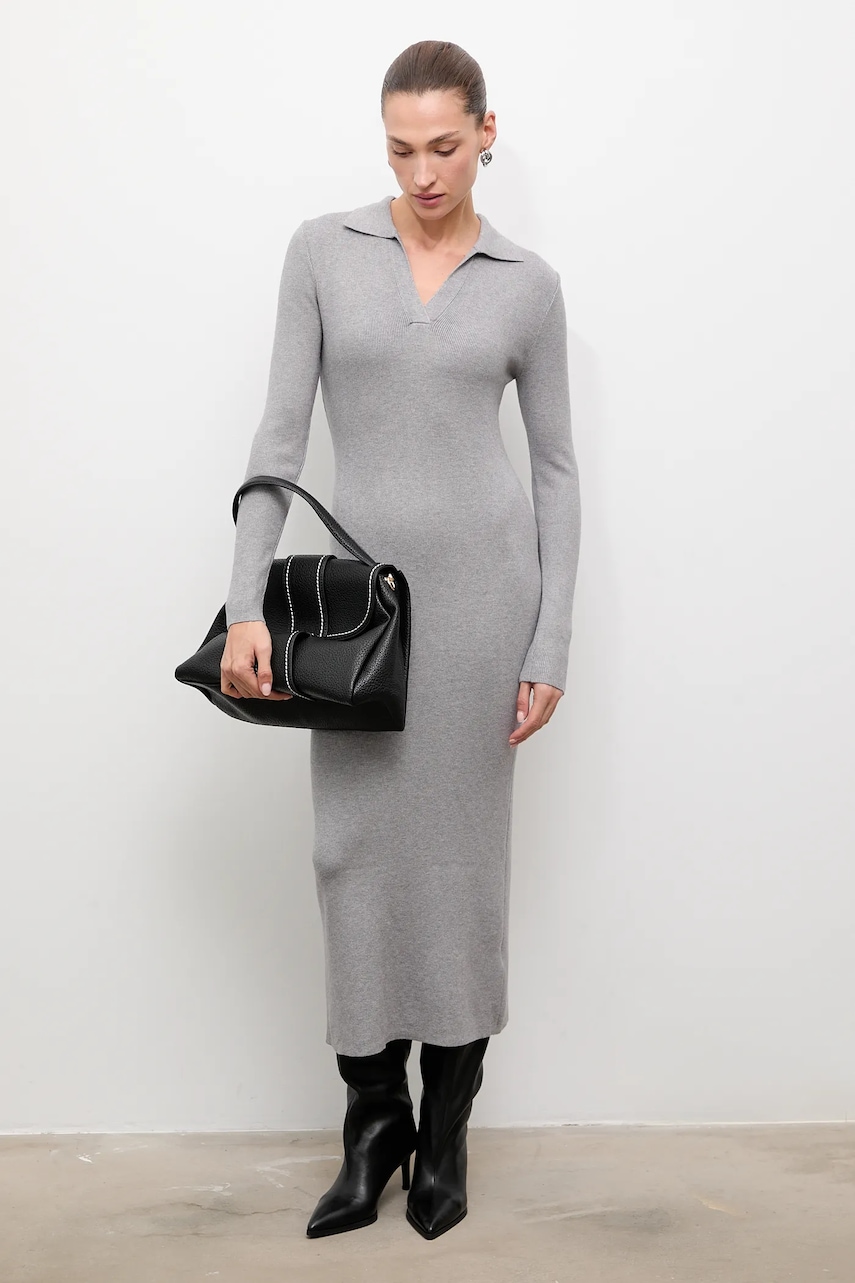 Answear Lab rochie culoarea gri, midi, mulată