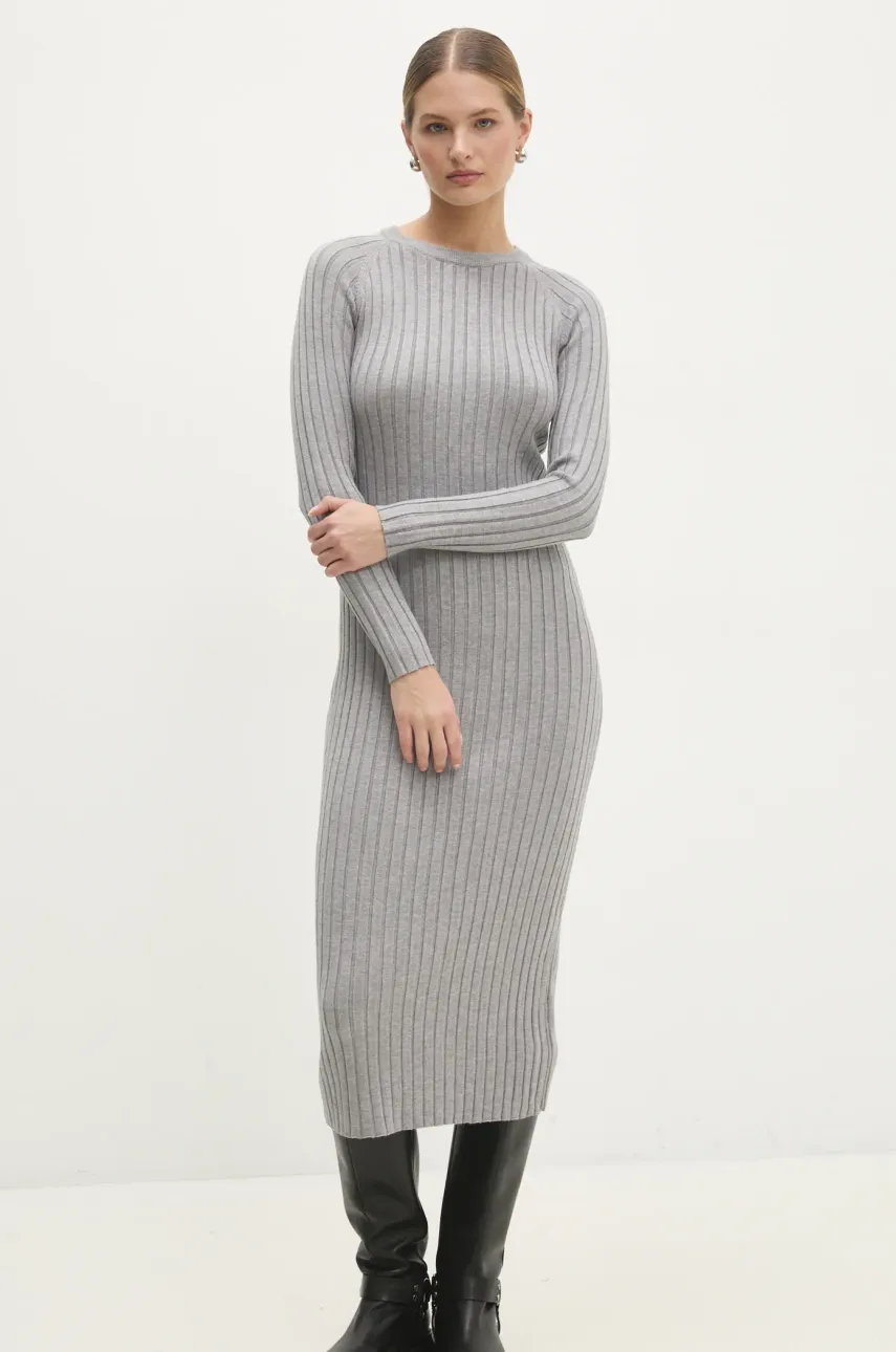 Answear Lab rochie culoarea gri, midi, mulată