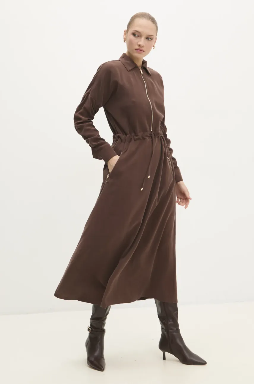 Сукня Answear Lab колір коричневий maxi розкльошена
