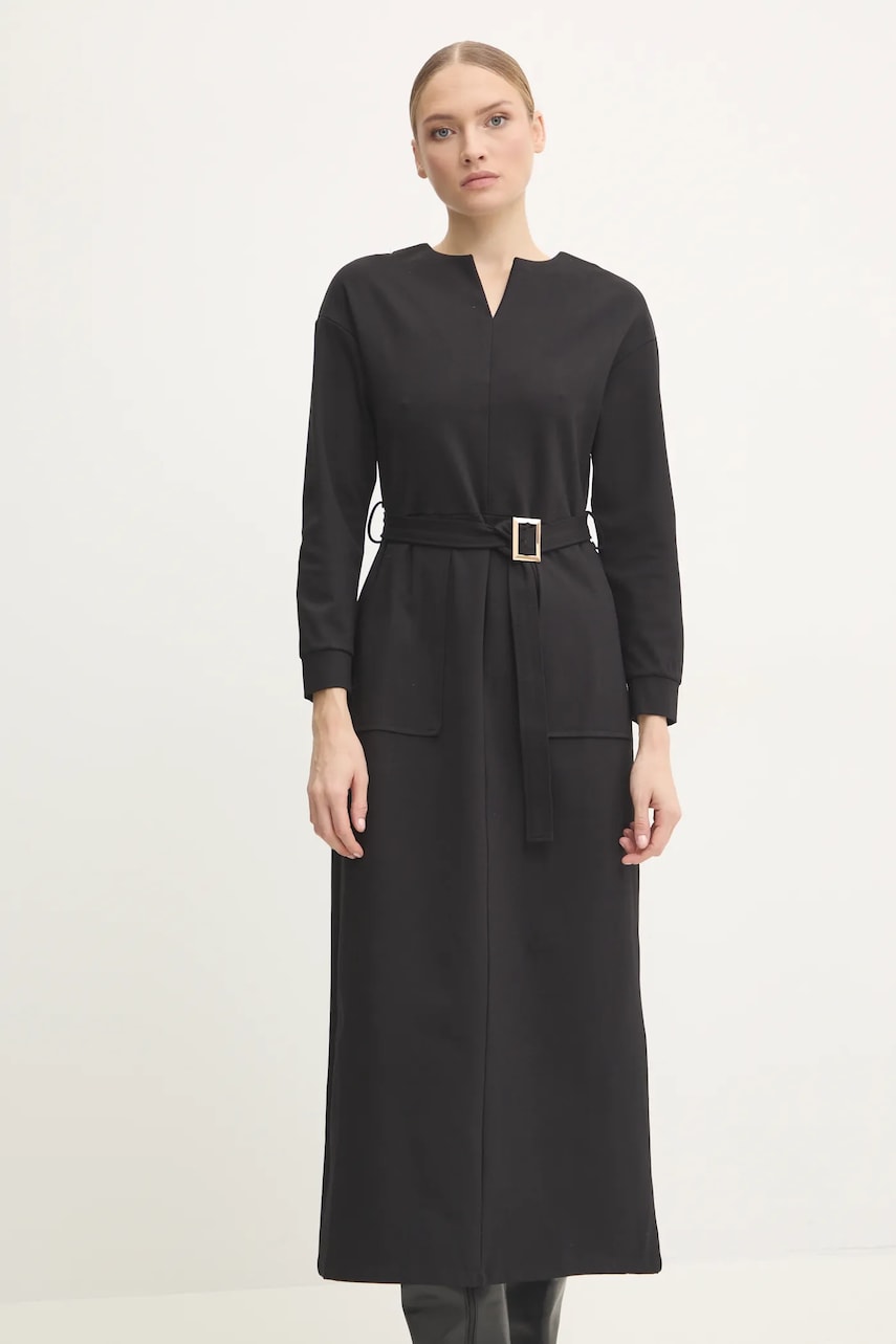 Платье Answear Lab цвет чёрный maxi расклешённая Платье Answear Lab цвет чёрный maxi расклешённая