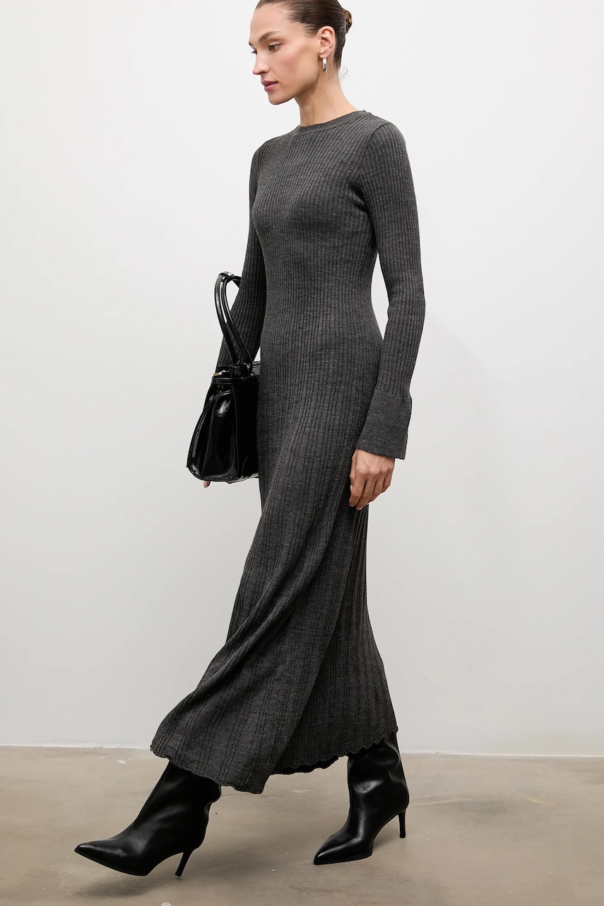 Answear Lab rochie culoarea gri, maxi, evazată