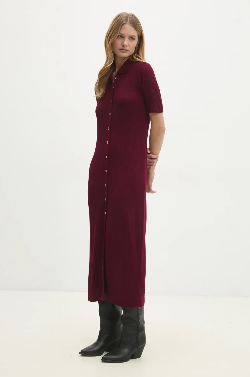 Answear Lab rochie culoarea bordo, maxi, evazată