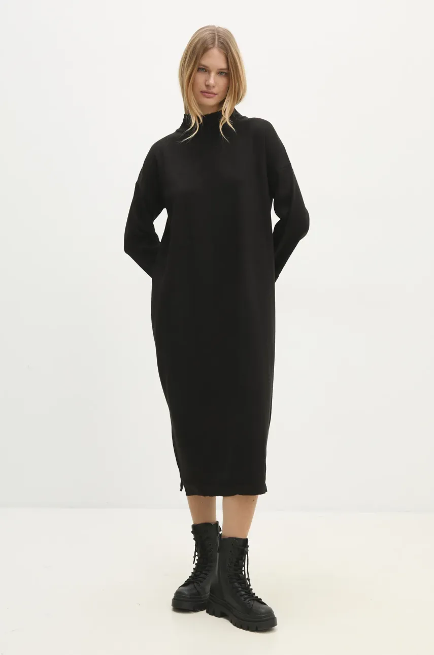 Answear Lab rochie din lână culoarea negru, midi, oversize