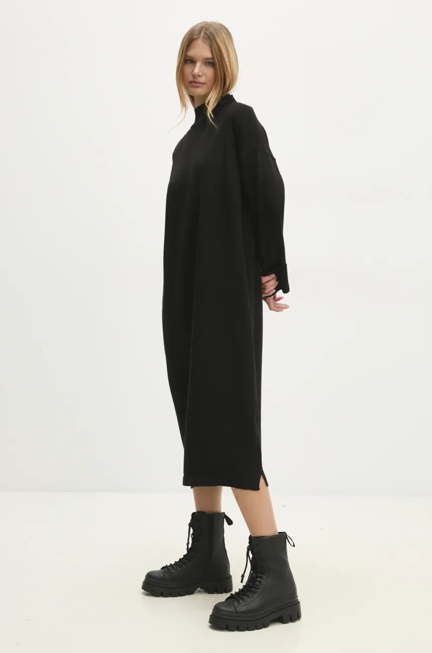 Шерстяное платье Answear.LAB цвет чёрный midi oversize Шерстяное платье Answear.LAB цвет чёрный midi oversize