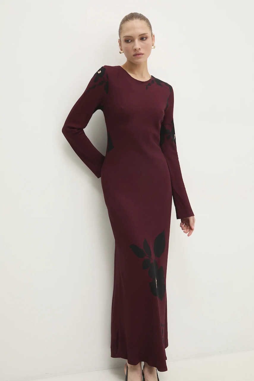 Answear Lab rochie culoarea bordo, maxi, evazată