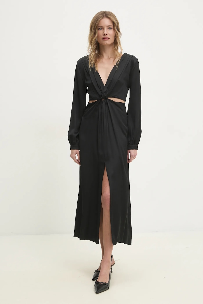 Answear Lab rochie culoarea negru, midi, evazată