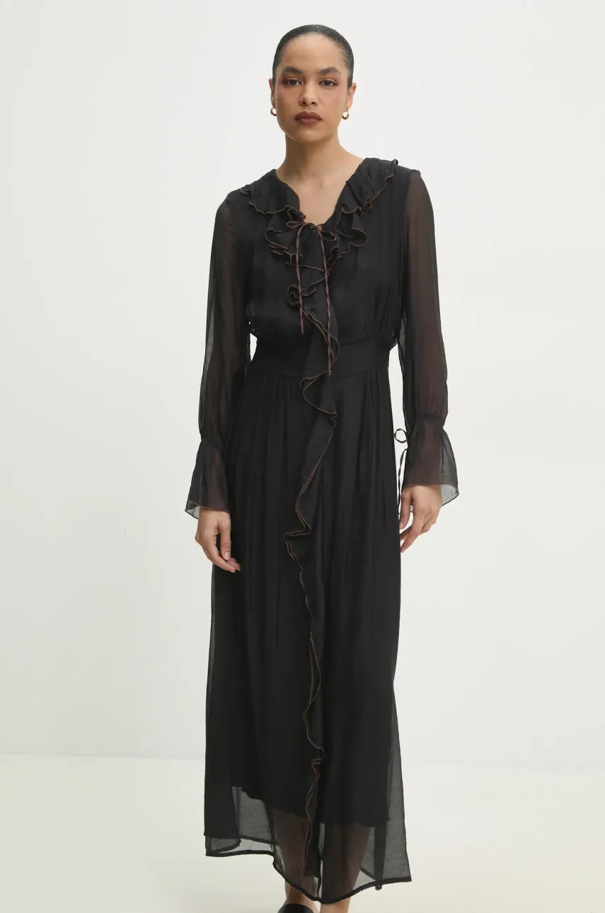 Answear Lab rochie culoarea negru, maxi, evazată