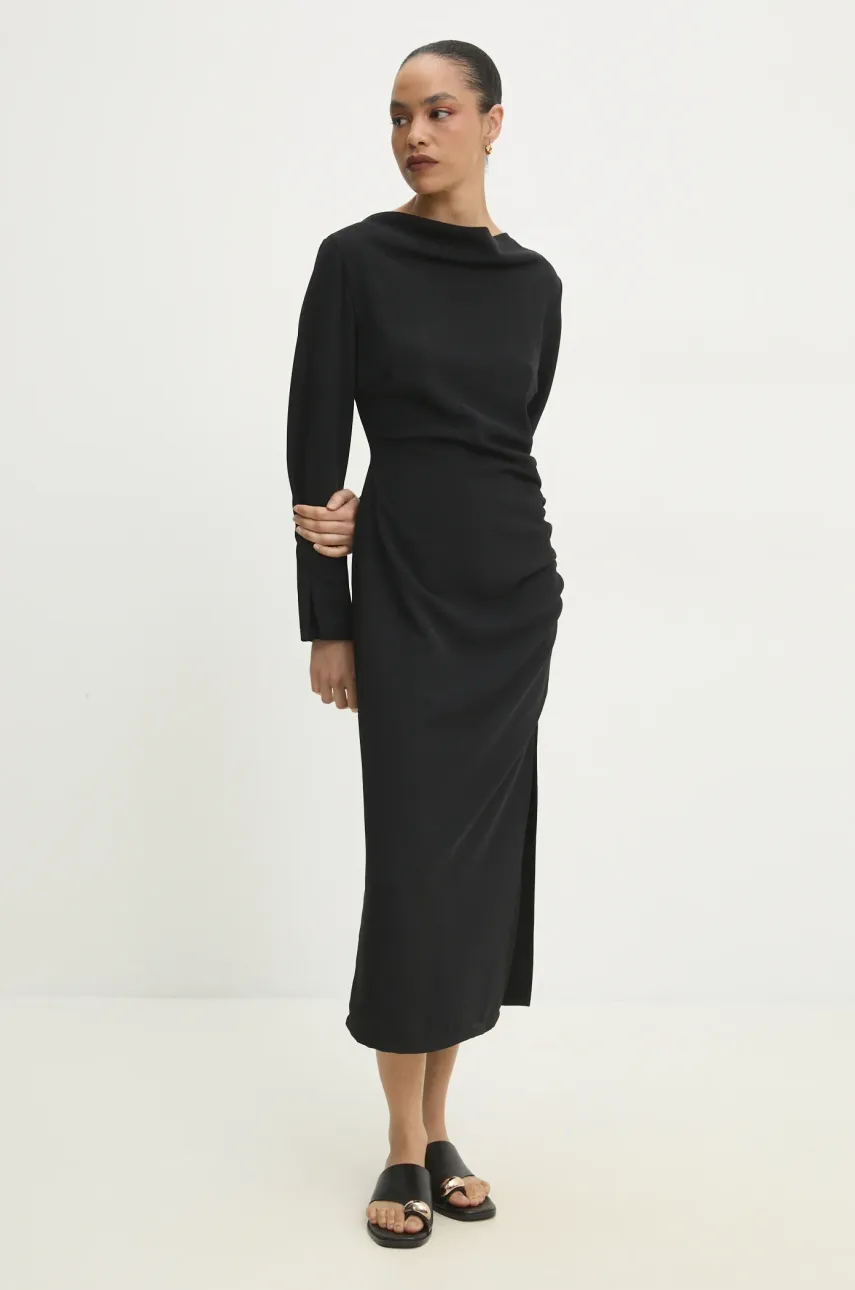 Answear Lab rochie culoarea negru, midi, mulată