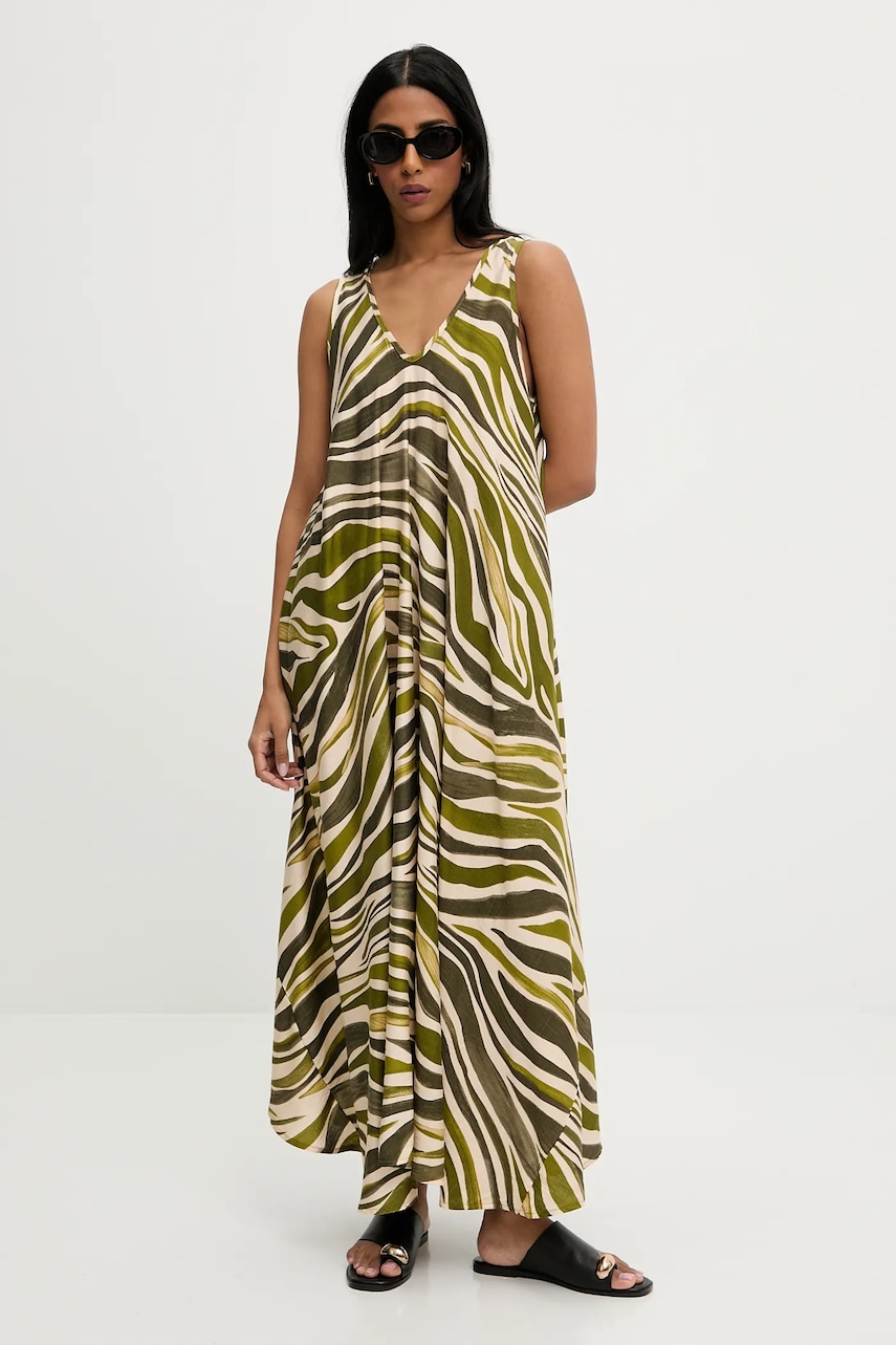 Answear Lab rochie culoarea verde, maxi, evazată