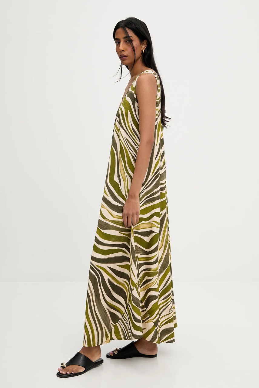 Платье Answear.LAB цвет зелёный maxi расклешённая