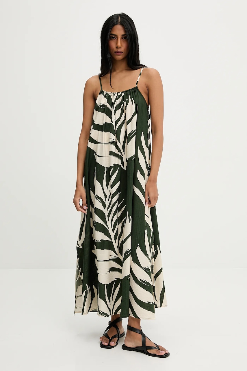 Answear Lab rochie culoarea verde, maxi, evazată
