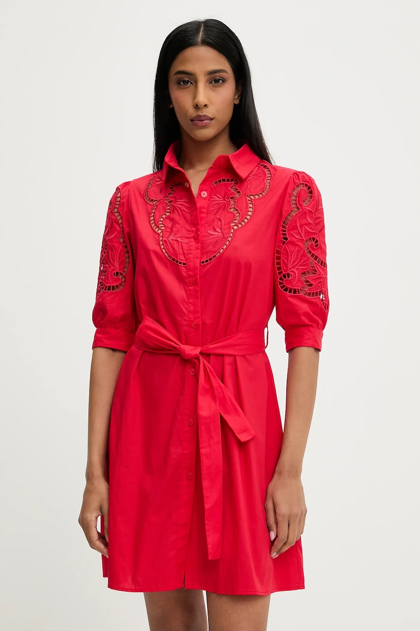Answear Lab rochie din bumbac culoarea rosu, mini, evazată