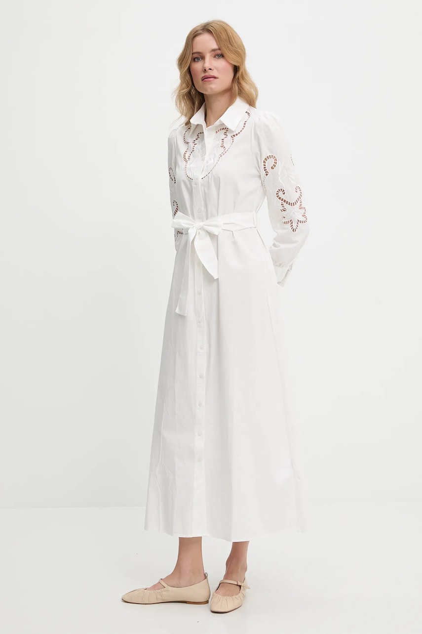 Answear Lab rochie din bumbac culoarea bej, maxi, evazată