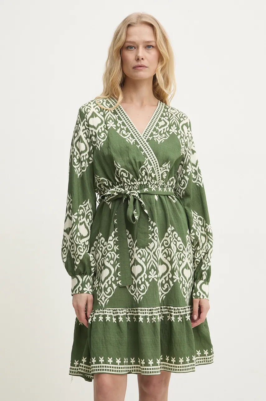 Answear Lab rochie culoarea verde, mini, evazată