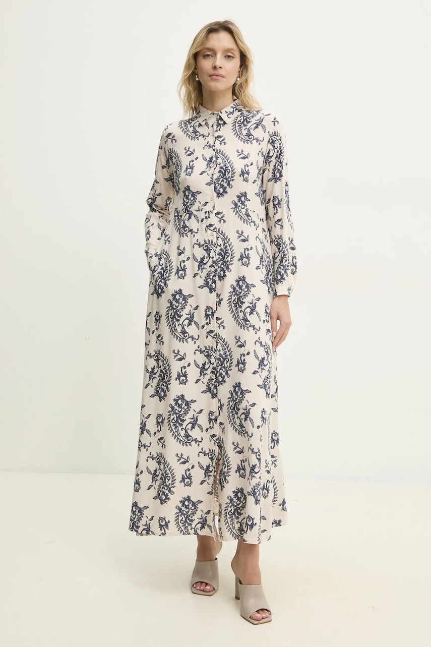 Answear Lab rochie culoarea bej, maxi, evazată