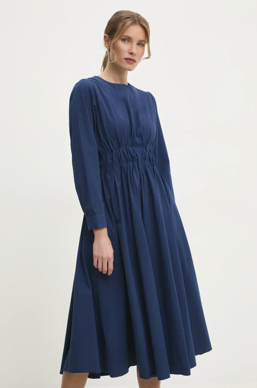 Answear Lab rochie din bumbac culoarea bleumarin, maxi, evazată