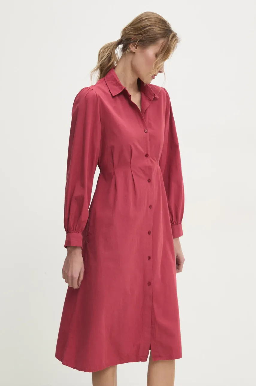 Answear Lab rochie din bumbac culoarea rosu, midi, evazată