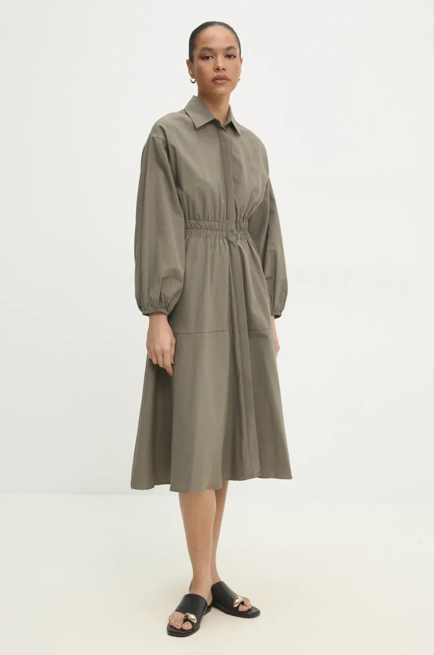 Answear Lab rochie culoarea verde, midi, evazată