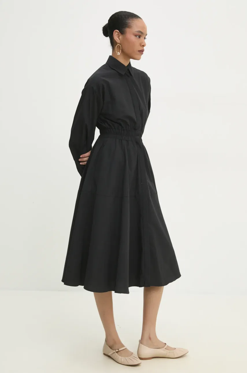 Answear Lab rochie culoarea negru, midi, evazată