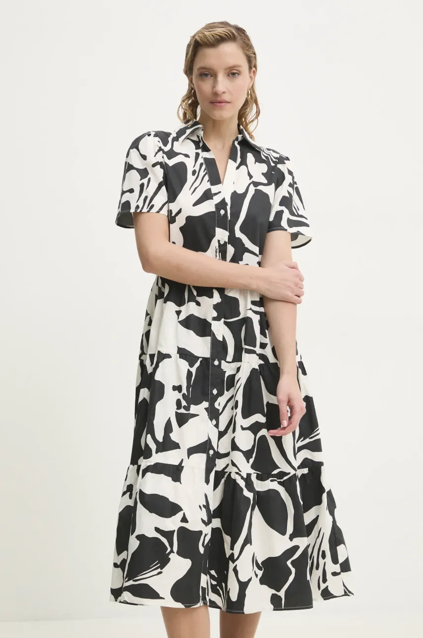 Answear Lab rochie din bumbac culoarea negru, midi, evazată