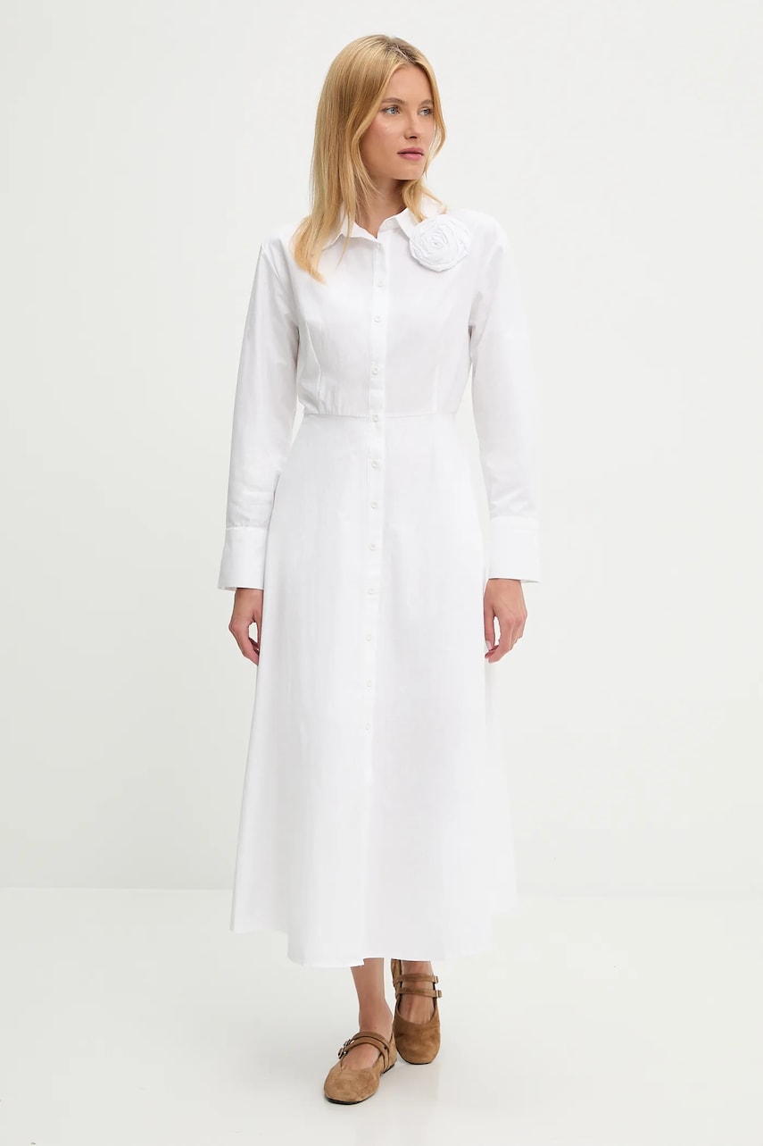 Answear Lab rochie din bumbac culoarea rosu, midi, evazati