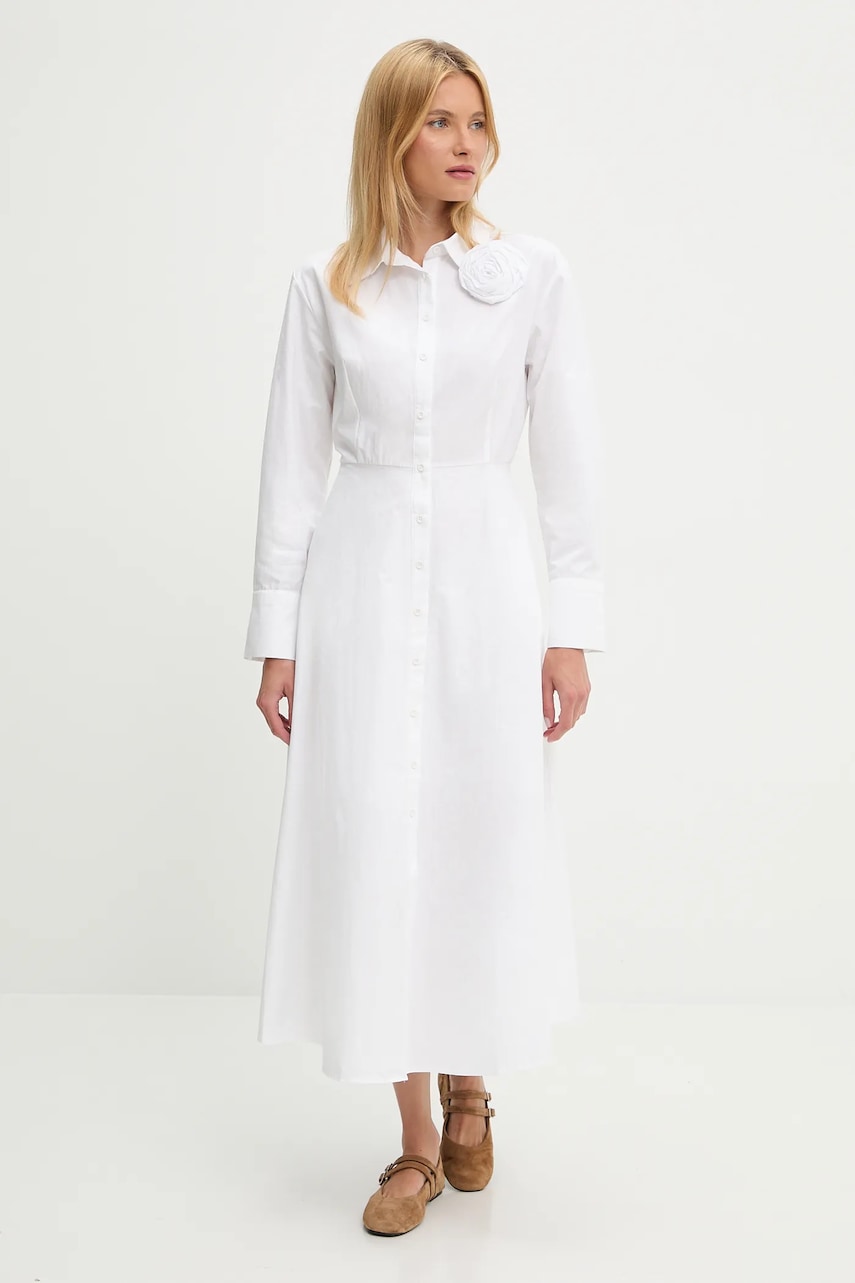 Answear Lab rochie din bumbac culoarea rosu, midi, evazati