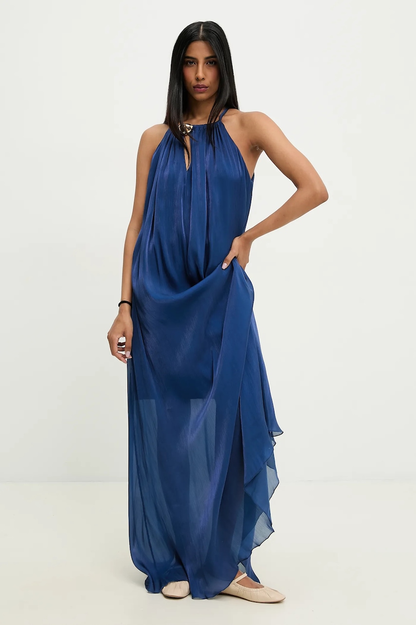 Answear Lab rochie culoarea bleumarin, maxi, evazată