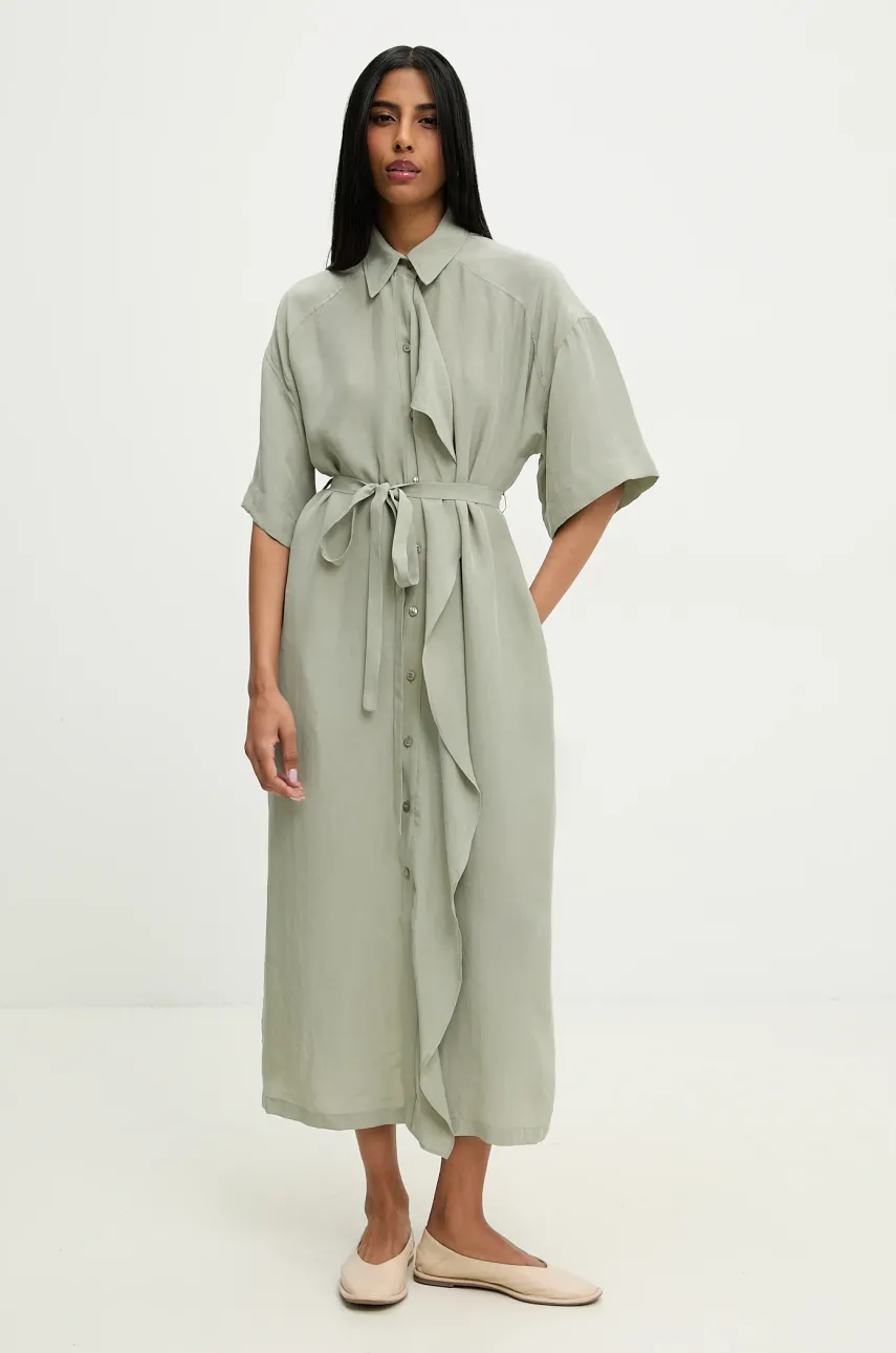 Answear Lab rochie culoarea verde, midi, evazată