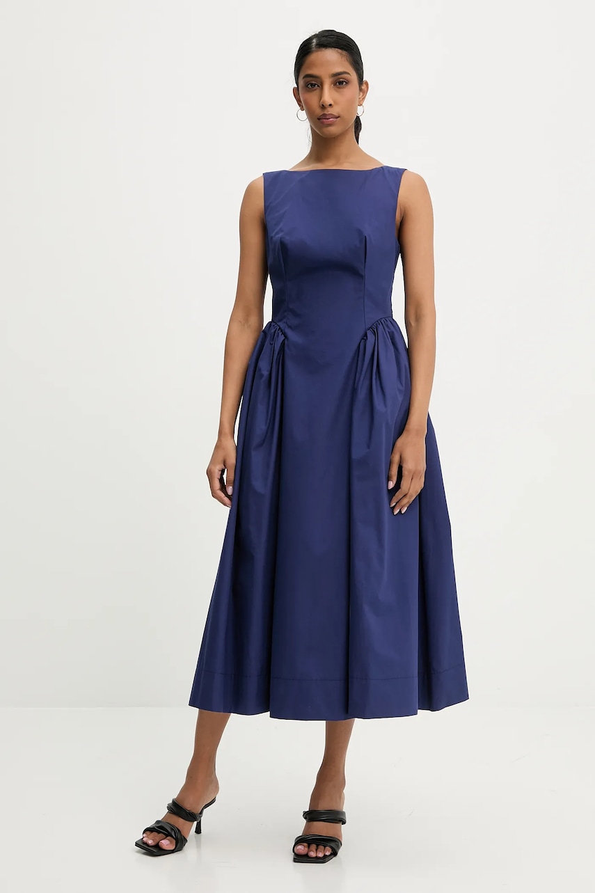 Answear Lab rochie din bumbac culoarea negru, midi, evazată