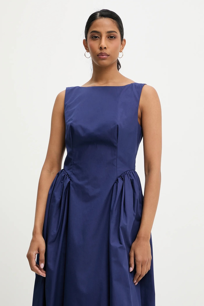 Хлопковое платье Answear.LAB цвет чёрный midi расклешённая