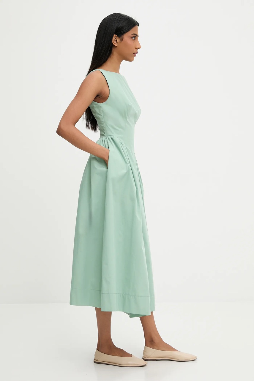 Хлопковое платье Answear.LAB цвет чёрный midi расклешённая