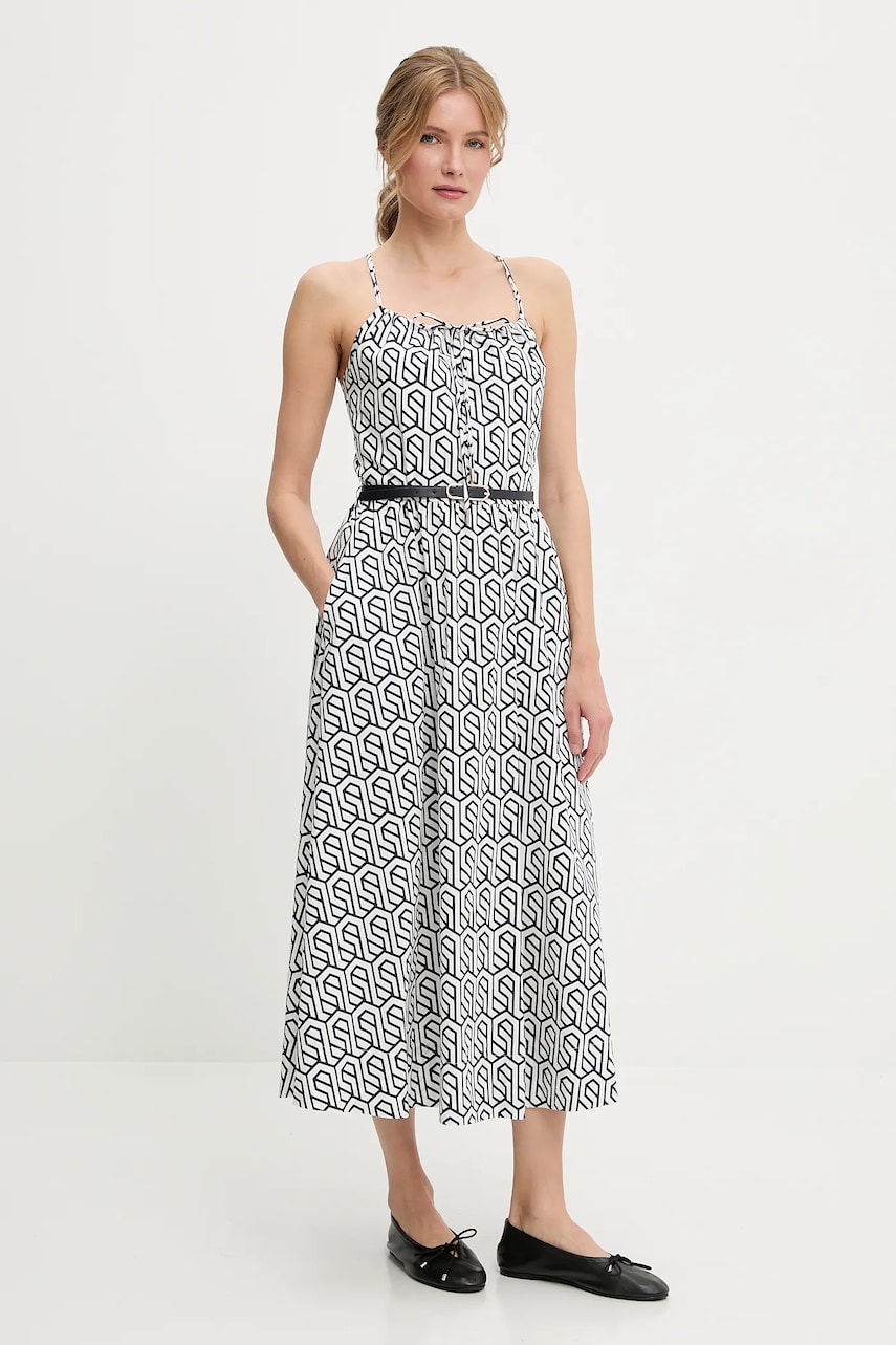 Answear Lab rochie din bumbac culoarea alb, maxi, evazati Answear Lab rochie din bumbac culoarea alb, maxi, evazati
