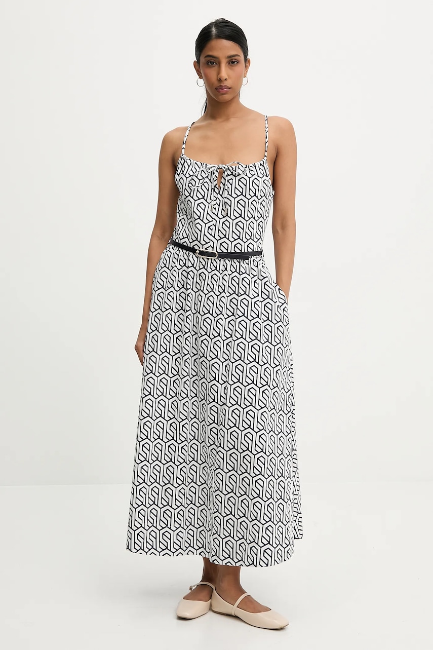 Answear Lab rochie din bumbac culoarea alb, maxi, evazată