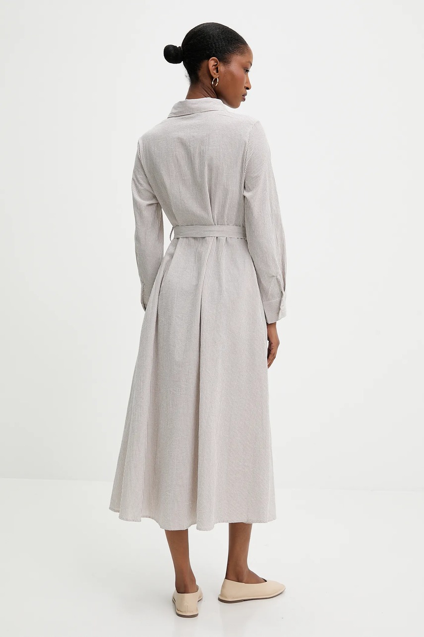 Льняное платье Answear.LAB цвет коричневый midi расклешённая