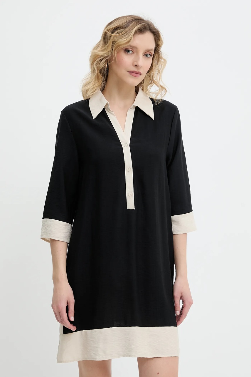 Answear Lab rochie din in culoarea negru, mini, drept