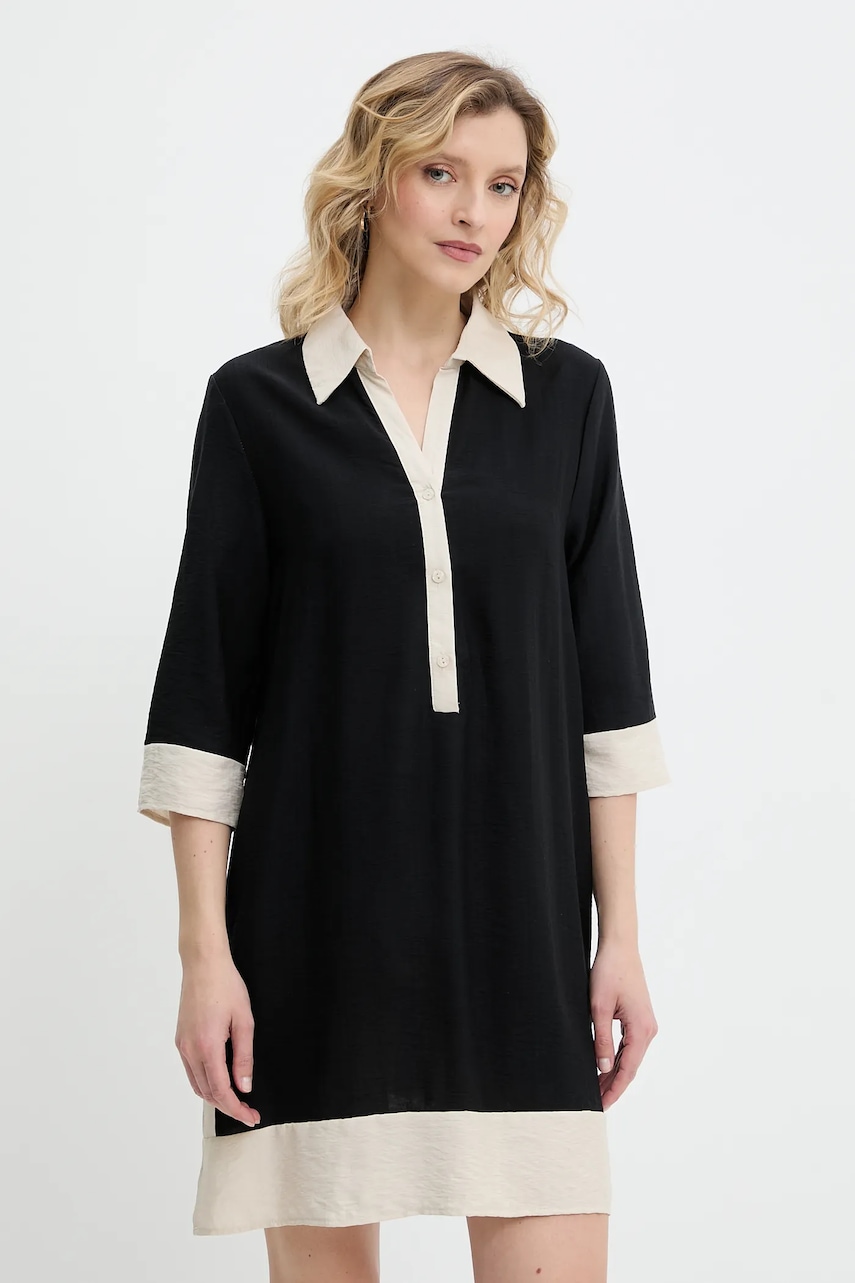 Answear Lab rochie din in culoarea negru, mini, drept