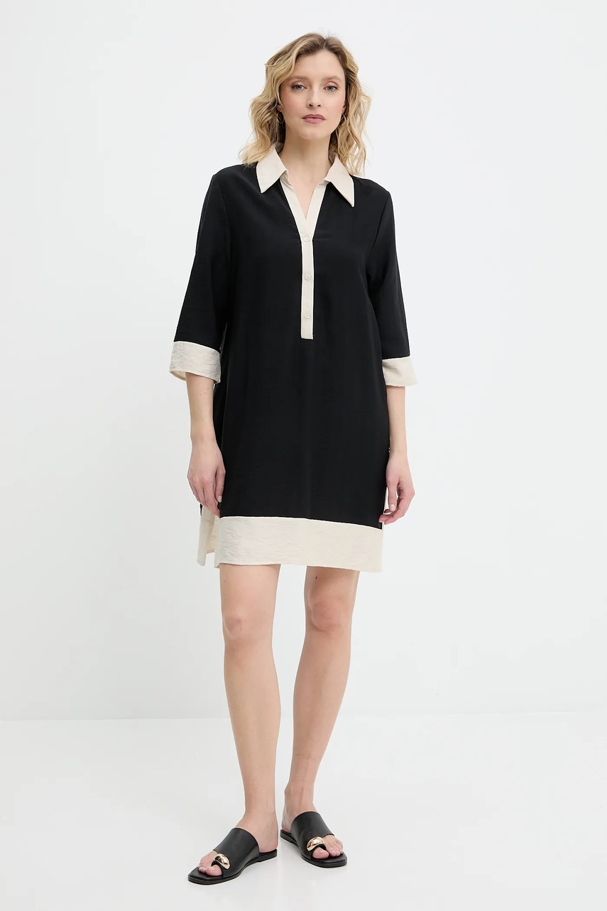 Льняное платье Answear.LAB цвет чёрный mini прямая