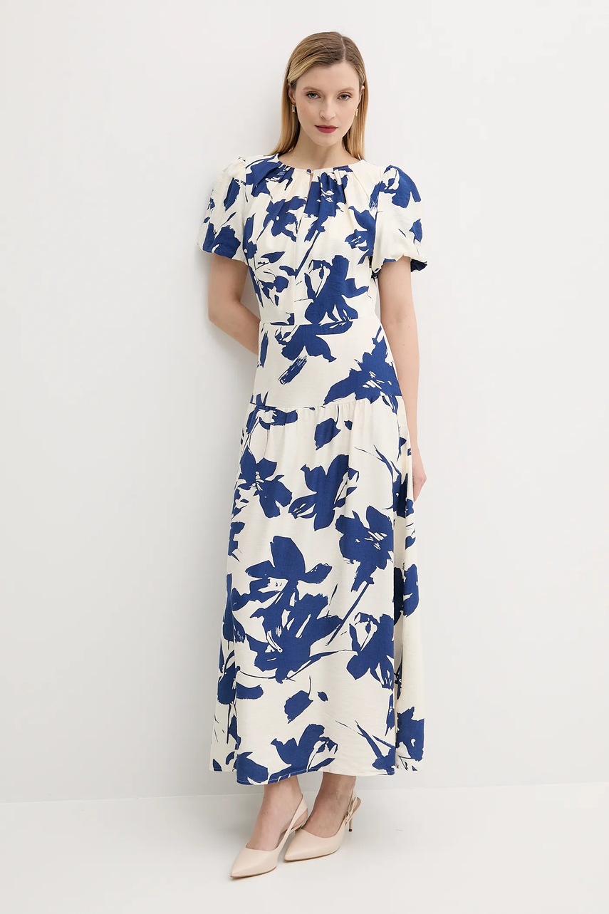 Льняное платье Answear.LAB цвет синий maxi расклешённая