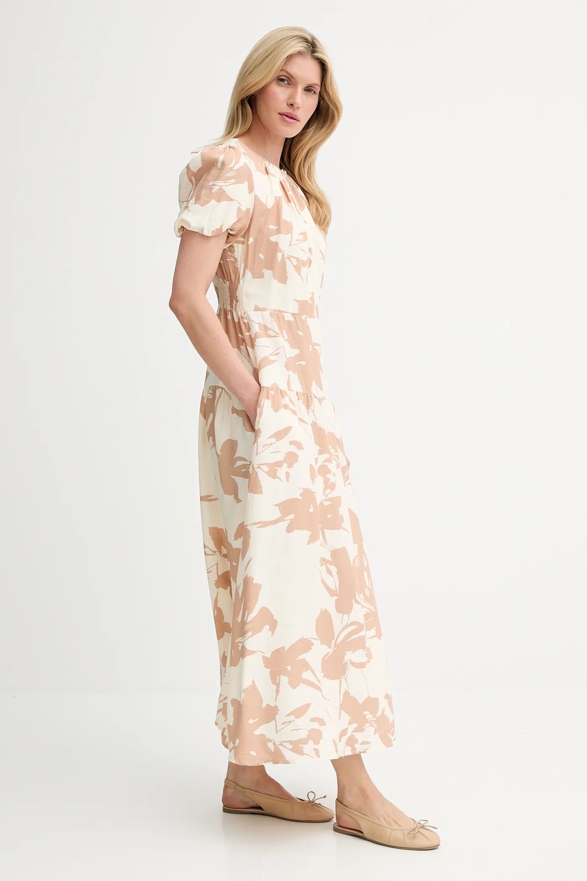 Льняное платье Answear.LAB цвет коричневый maxi расклешённая