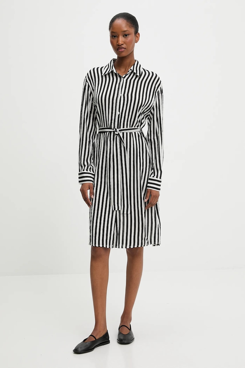 Answear Lab rochie din amestec de matase culoarea negru, mini, dreaptă