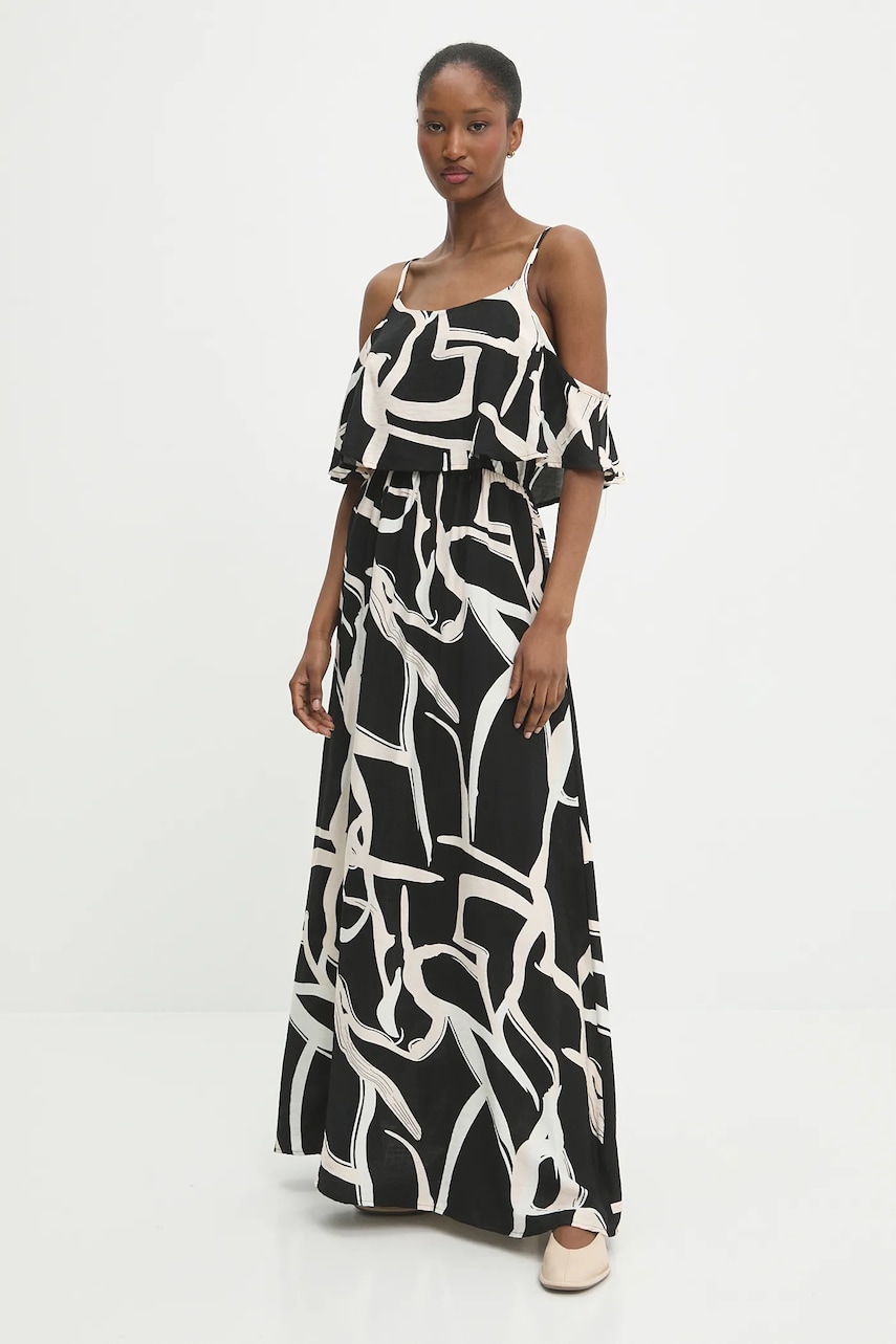 Answear Lab rochie din in culoarea negru, maxi, evazata