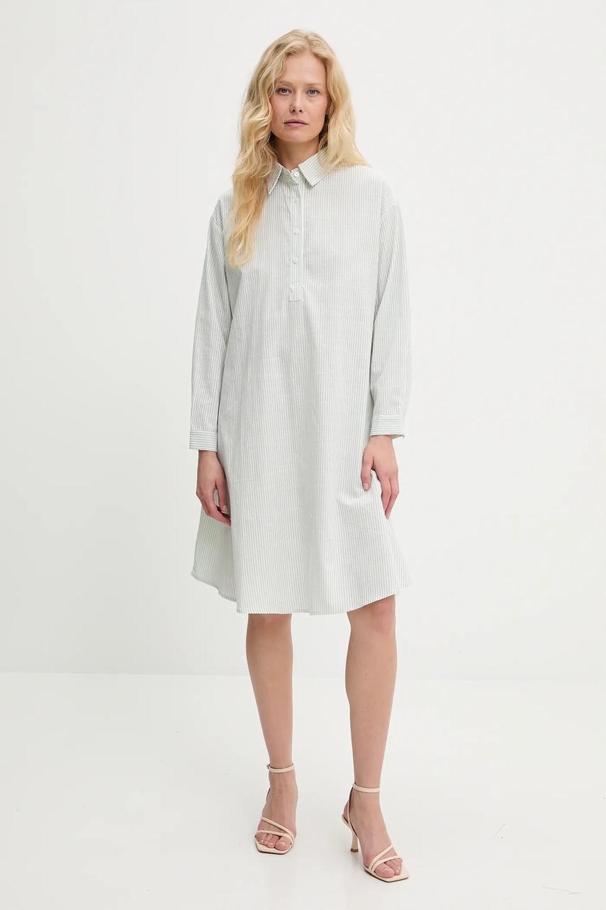 Льняное платье Answear.LAB цвет зелёный mini oversize