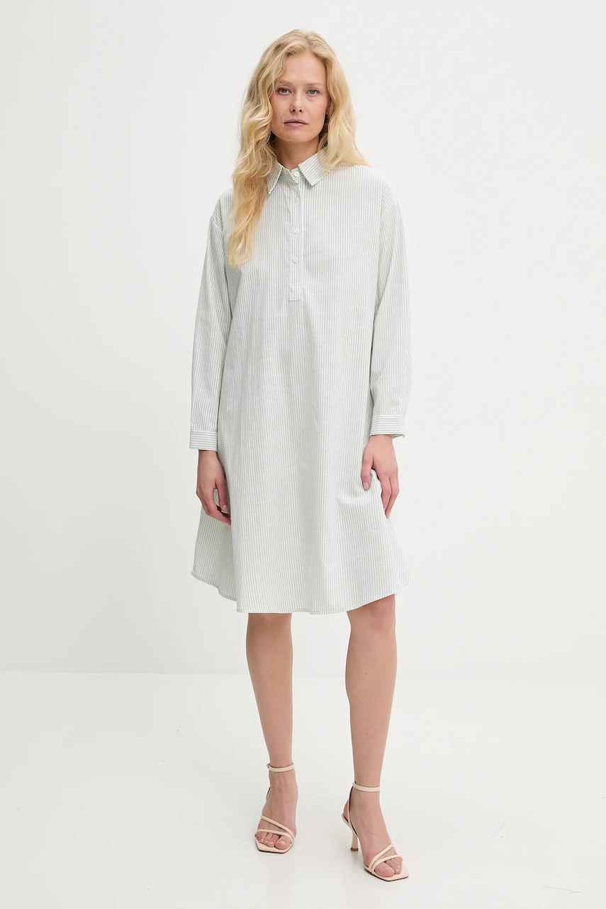 Льняное платье Answear.LAB цвет зелёный mini oversize Льняное платье Answear.LAB цвет зелёный mini oversize